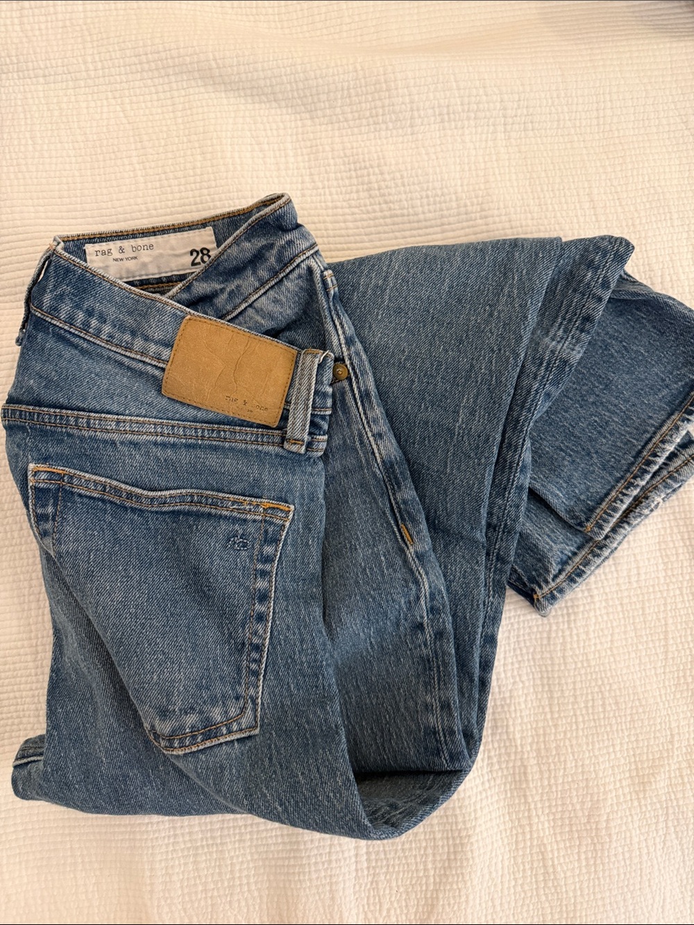 rag & bone Medium Blue Women's Straight Leg Jeans